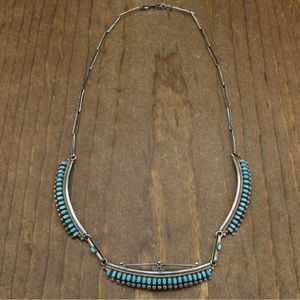 Vintage Sterling Silver Handmade
Zuni Turquoise Link Necklace